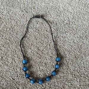 Milky aquamarine round beaded necklace, handmade chic